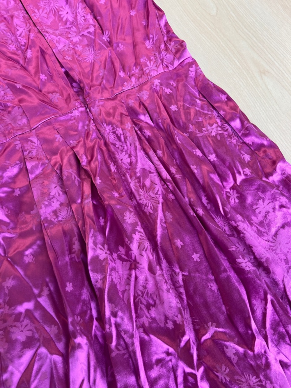 SABINA MUSAYEV fuchsia satin jacquard floral print neck bow sleeveless dress S - Picture 13 of 16